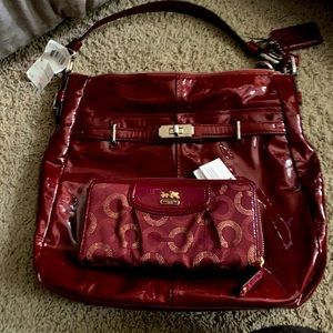BNWT Coach red patent leather purse & wallet